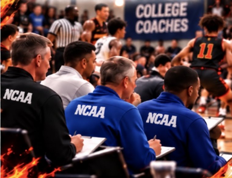 College coaches watching Fusion Prep play